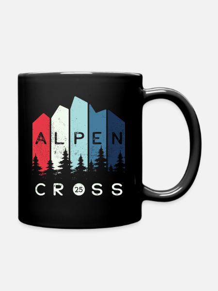Alpen Cross 2025 - Fahrrad Wandern Routen - Tasse einfarbig - Schwarz