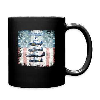 Grumman fighters WW2 - Full Colour Mug - black - Right