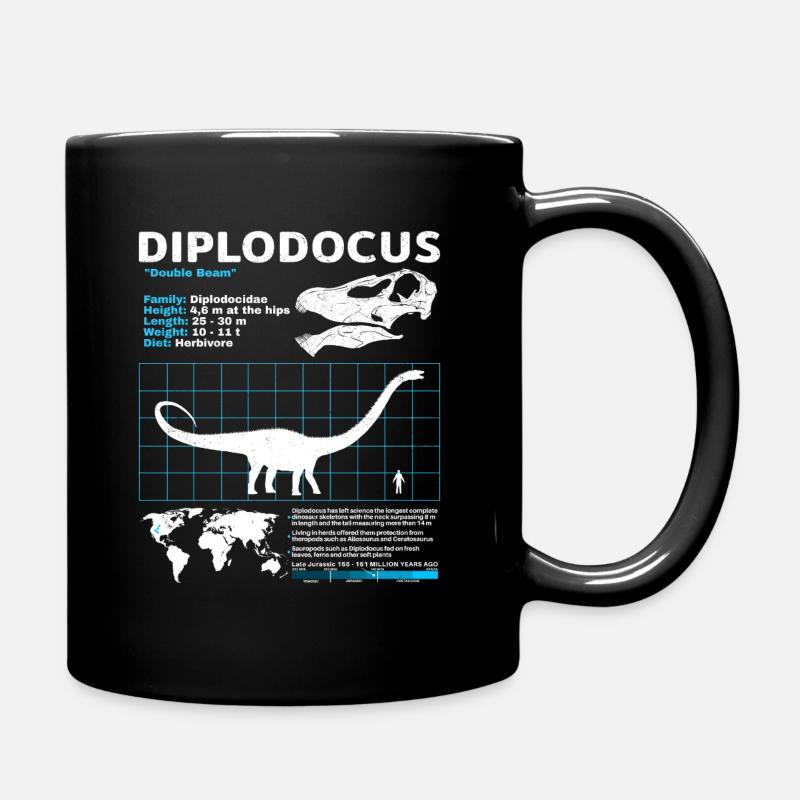 Diplodocus Datenblatt - Tasse einfarbig - Schwarz