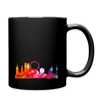 Munich, München Skyline, Bayern, Deutschland - Tasse einfarbig - Schwarz - Rechts