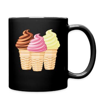 Softeis Vanille Schokolade Erdbeere - Tasse einfarbig - Schwarz - Rechts