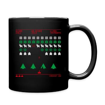 Invaders de Noël (tricolore) - Mug uni - noir - Droite