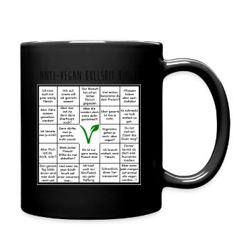 Anti vegan Bullshit Bingo - Tasse einfarbig - Schwarz - Rechts