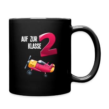 Schulkind 2. Klasse Flugzeug - Tasse einfarbig - Schwarz - Rechts