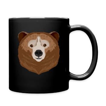 Bear - face - grizzly - brown bear - animal portrait - Full Colour Mug - black - Right
