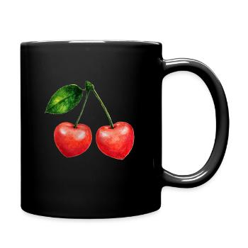 Cherry Heart Love - Full Colour Mug - black - Right
