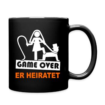 JGA - Game Over - Er Heiratet - Party Shirt - Tasse einfarbig - Schwarz - Rechts