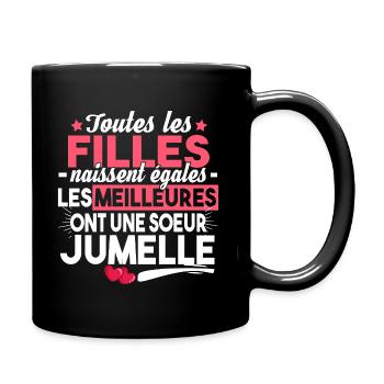 Sœurs Jumelles Licorne Famille Humour Bébé Fille - Mug uni - noir - Droite