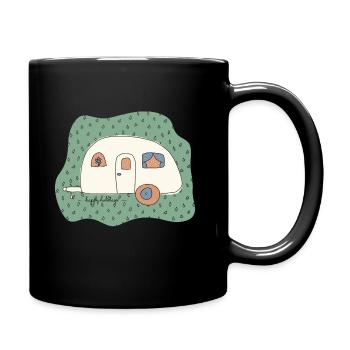 Wohnmobilanhänger frohe Feiertage - Tasse einfarbig - Schwarz - Rechts