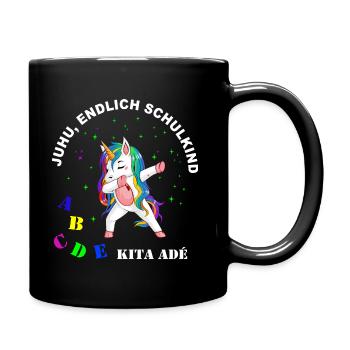 Dabbing Unicorn - Juhu, Kita adé - Tasse einfarbig - Schwarz - Rechts