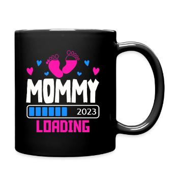 Mama loading 2023, werdende Mutter 2023 - Tasse einfarbig - Schwarz - Rechts