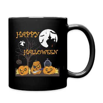 Halloween Creepy Pumpkin, T-Shirt de chauve-souris - Mug uni - noir - Droite