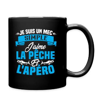 Je suis un mec simple j'aime la pêche et l'apéro - Mug uni - noir - Droite