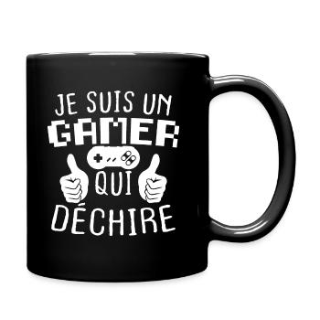 Je suis un gamer qui déchire, Humour geek - Mug uni - noir - Droite