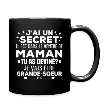 Tu as deviné je vais être grande soeur Humour - Mug uni - noir - Droite