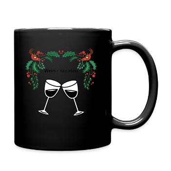 Frohe Wein nachten - Tasse einfarbig - Schwarz - Rechts
