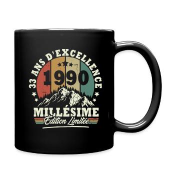 Millésime 1990, Cadeau D'anniversaire 33 Ans - Mug uni - noir - Droite