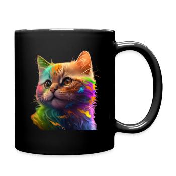 Chat multicolore - Mug uni - noir - Droite