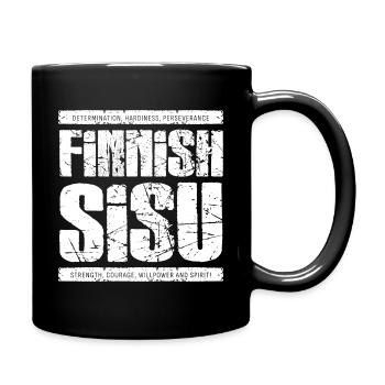 Finnish Sisu Logo - Slogans (Square White) - Full Colour Mug - black - Right