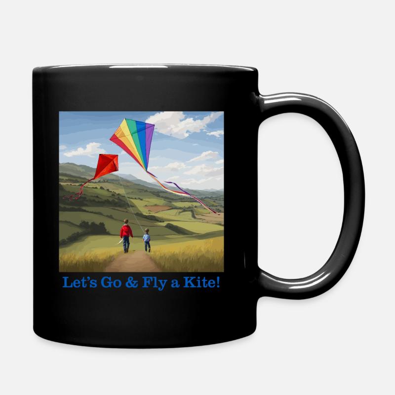 Let's Go and Fly a Kite Design! - Full Colour Mug - black