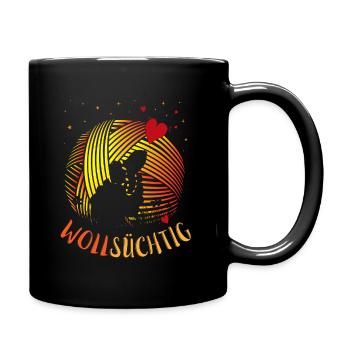 Man kann nie genug WOLLE haben - WOLLSÜCHTIG - Tasse einfarbig - Schwarz - Rechts