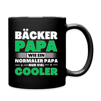 Bäcker Papa wie ein normaler nur viel cooler - Tasse einfarbig - Schwarz - Rechts