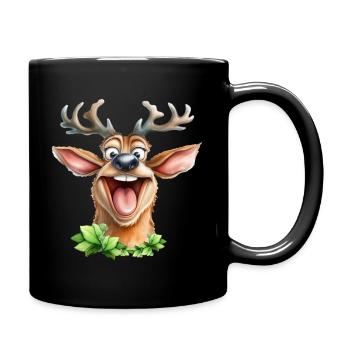 Lustiger Hirsch - Tasse einfarbig - Schwarz - Rechts