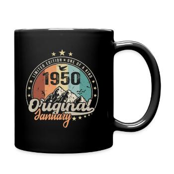 Vintage Retro Januar 1950er Geburtstagsgeschenk - Tasse einfarbig - Schwarz - Rechts