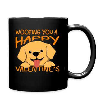 February 14 Valentine's Day Gift Dog Owners - Full Colour Mug - black - Right
