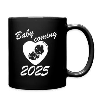 Baby coming in 2025, baby will be born in 2025 - Full Colour Mug - black - Right