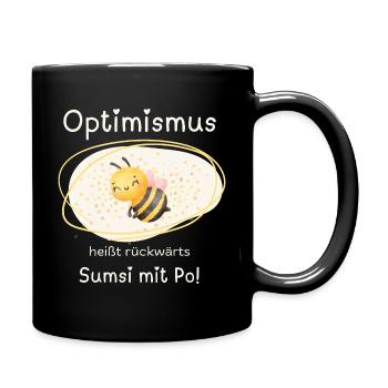 Optimism means backwards Sumsi with butt saying - Full Colour Mug - black - Right
