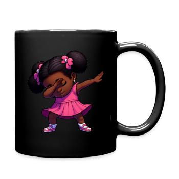 Lustiges süßes schwarzes Mädchen Dabbing - Tasse einfarbig - Schwarz - Rechts