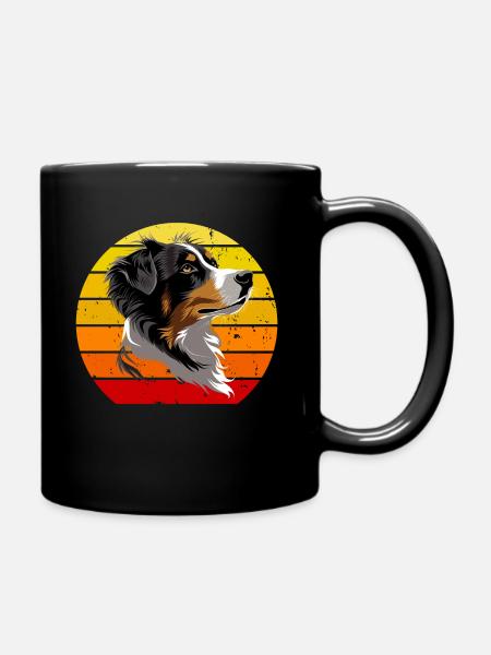 Australian Shepherd Aussi Color Sunset Vintage - Tasse einfarbig - Schwarz