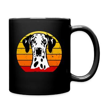 Dalmatien chien coucher de soleil rétro vintage coucher de soleil - Mug uni - noir - Droite