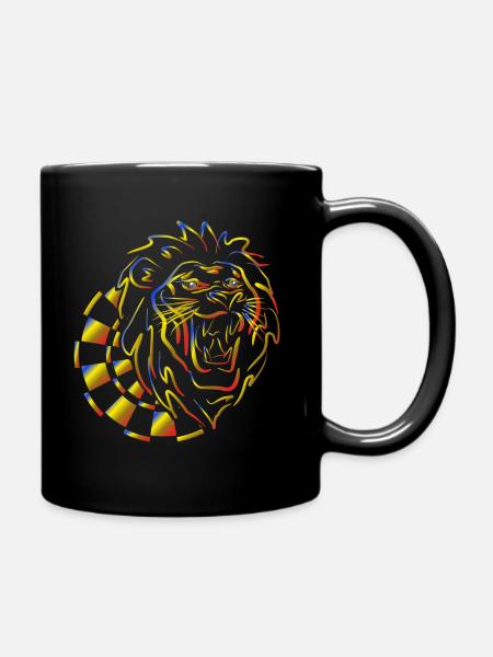 Dartboard mit Löwe Dart T- Shirt Geschenk - Tasse einfarbig - Schwarz