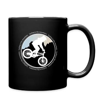 Cycling in the mountains. Radfahren in den Bergen. - Tasse einfarbig - Schwarz - Rechts
