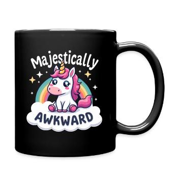 Majestically Awkward: Cute Unicorn Design - Full Colour Mug - black - Right