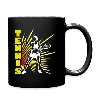 Tennis Tennisspielerin Geschenk - Tasse einfarbig - Schwarz - Rechts