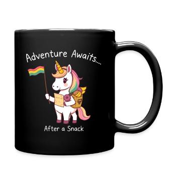 Licorne Wanderlust avec drapeau arc-en-ciel - Mug uni - noir - Droite