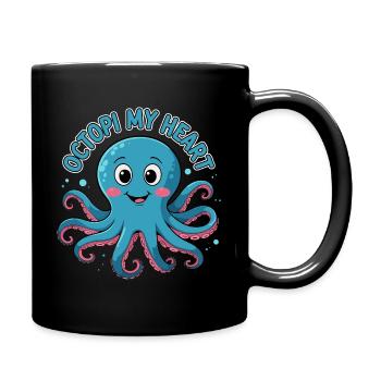 Cute Octopus with Saying - Octopi My Heart - Full Colour Mug - black - Right