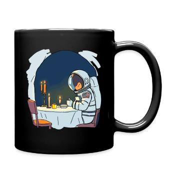Astronaut at candlelight dinner - Full Colour Mug - black - Right