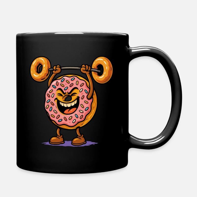Donut Gains - Süß & Stark - Tasse einfarbig - Schwarz