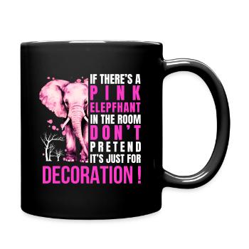 Pink elephant statement with humor - Full Colour Mug - black - Right