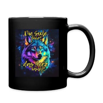 Die Seele führt, das Herz kämpft | Mut & Entschlos - Tasse einfarbig - Schwarz - Rechts