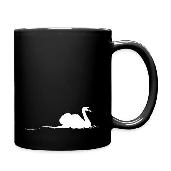 Silhouette de cygne nageant dans l'eau - Mug uni - noir - Droite