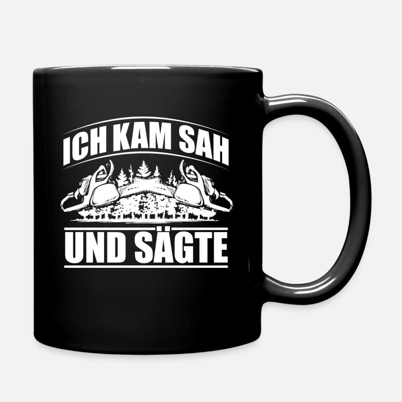 WOODEN SAW CHAINSAW GIFT FOREST FÖRSTER PROFESSION - Full Colour Mug - black