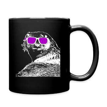 Otter mit Sonnenbrille - Tasse einfarbig - Schwarz - Rechts