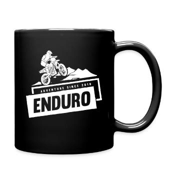 Enduro Rally 2- Cross Motorrad mit Bergen - Tasse einfarbig - Schwarz - Rechts