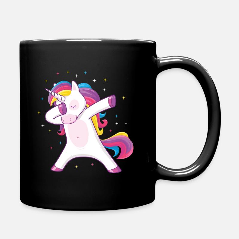 dabbing unicorn - Full Colour Mug - black