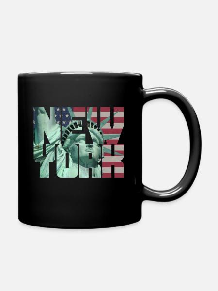 New York Freiheitsstatue Liberty USA Flagge Fahne - Tasse einfarbig - Schwarz